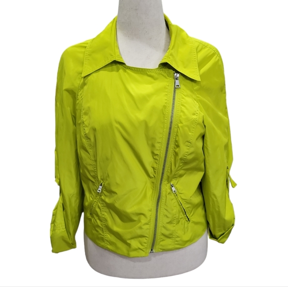 EUC Ellen Tracy women's lime green windbreaker athletic athleisure jacket, M - Picture 1 of 15